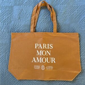 NEW Sezane Paris Mon Amour Yellow Mustard Large Canvas Tote